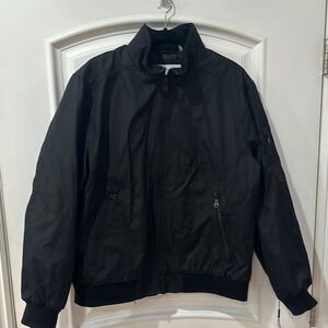 Calvin Klein Black Bomber Jacket with Ribbed Cuffs